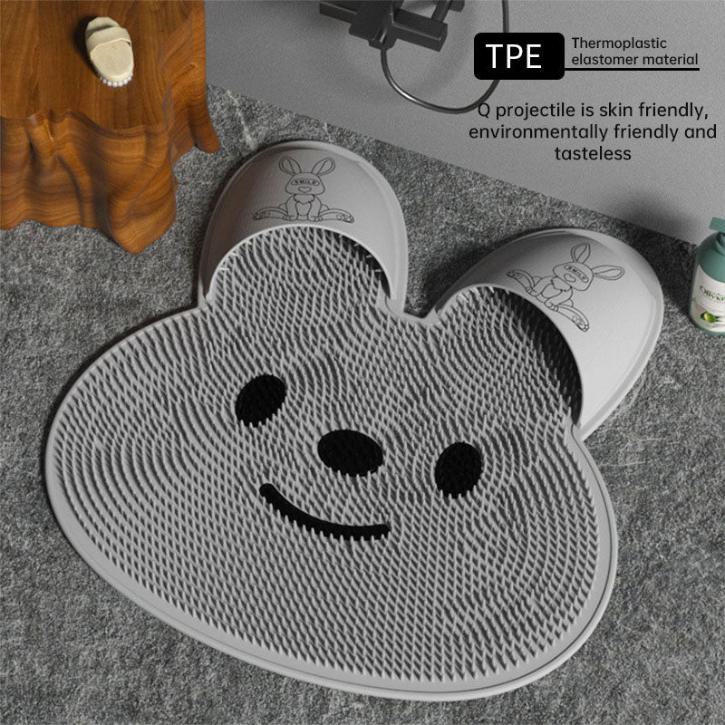 Silicone rabbit rub foot artifact bathroom anti-slip mat rub back massage pad rub bath wash feet to dead skin shower mat - V.I.P Digital Presence