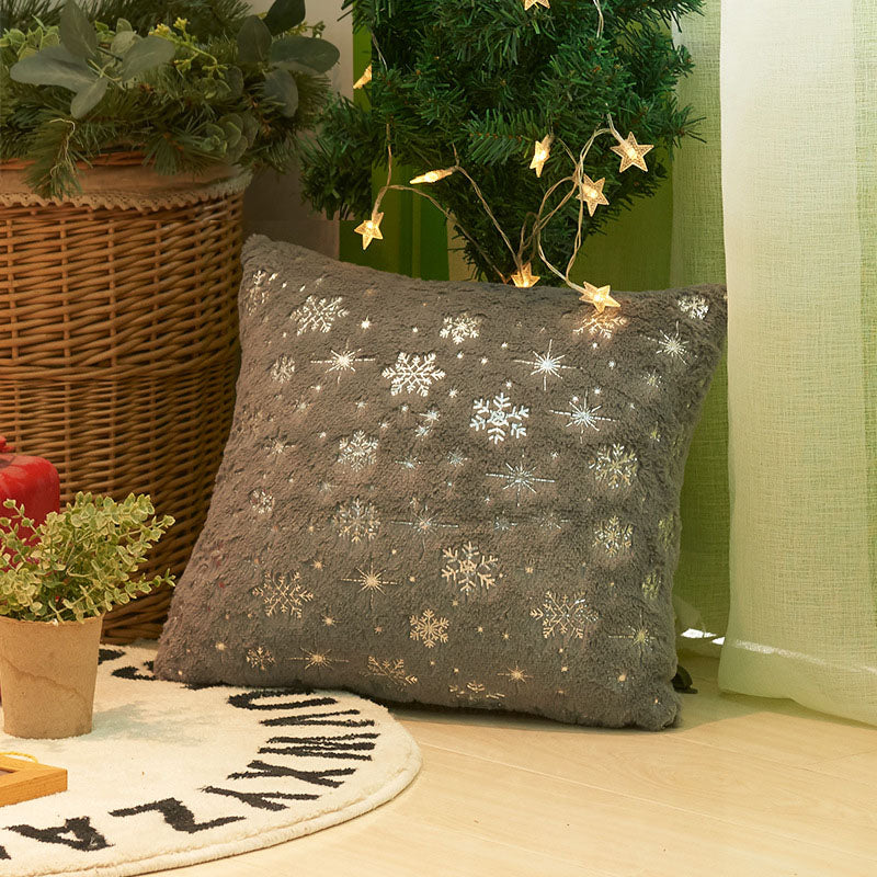 Christmas Snowflake Plush Hot Silver Sofa Pillowcase (excluding core) Home Pillow Cover - V.I.P Digital Presence