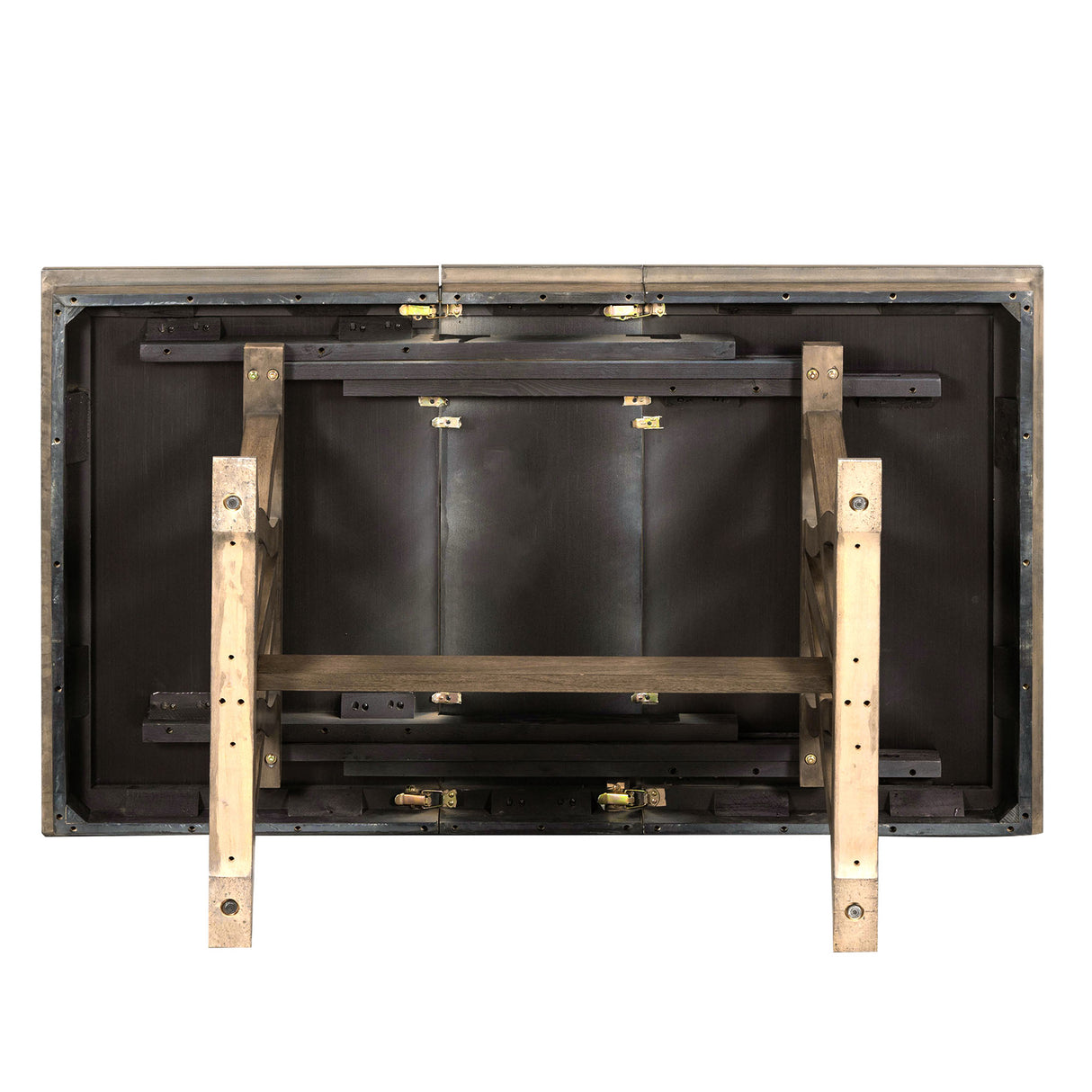 TOPMAX Mid Century Solid Wood 7-Piece Expandable Dining Table Set with Soft Cushioned Chair, Gold Brown+Gray Cushions