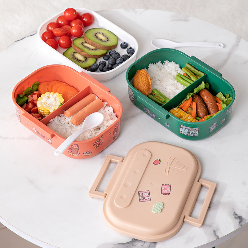 Cartoon cute portable square single layer lunch box with handle lunch box - V.I.P Digital Presence