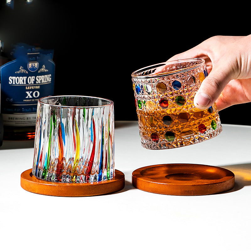 Hand drawn rotating glass cups multiple multi-purpose whiskey glasses rotating glass cups - V.I.P Digital Presence