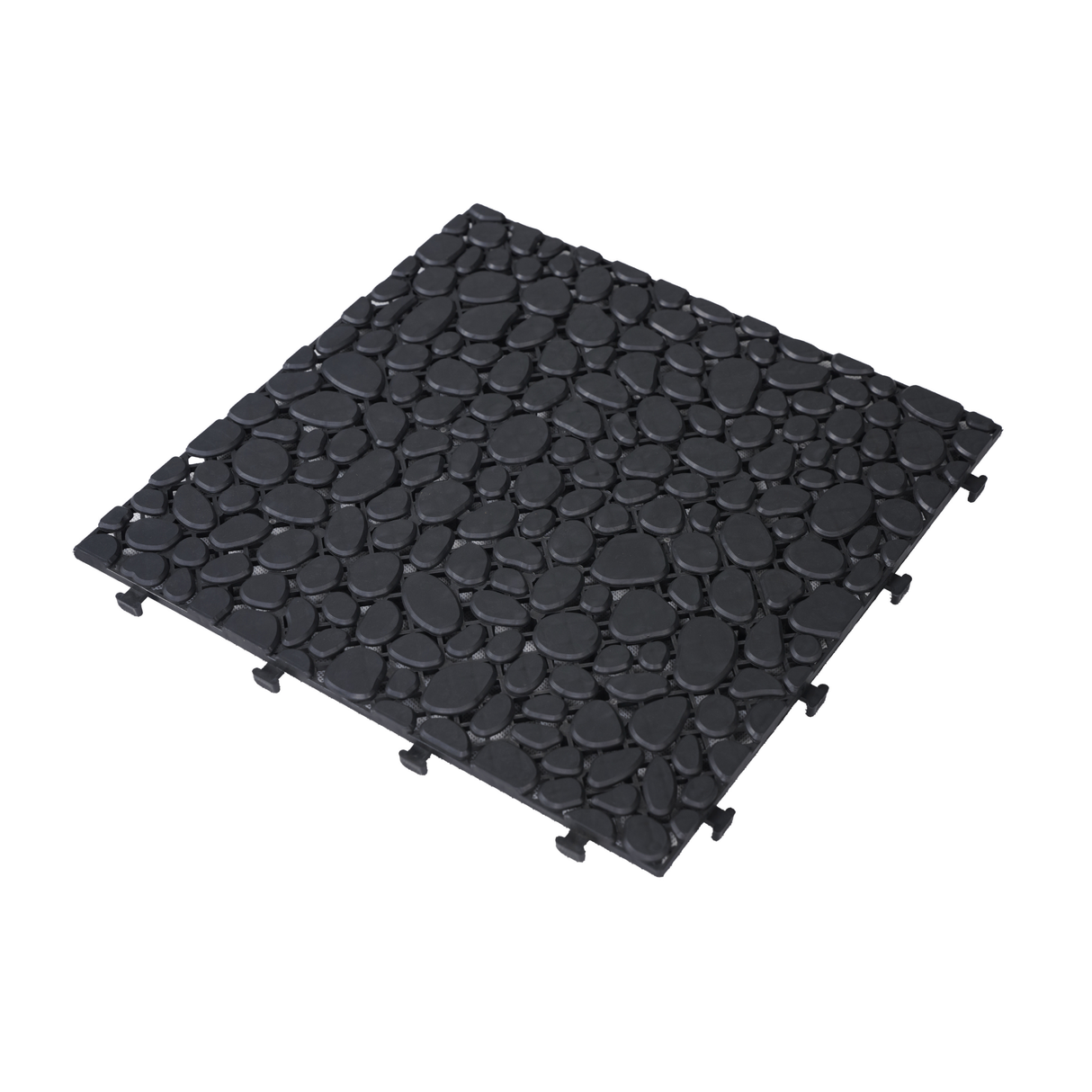 12 x 12 inch black interlocking deck tiles, plastic waterproofing, pebble pattern, pack of 12 - V.I.P Digital Presence