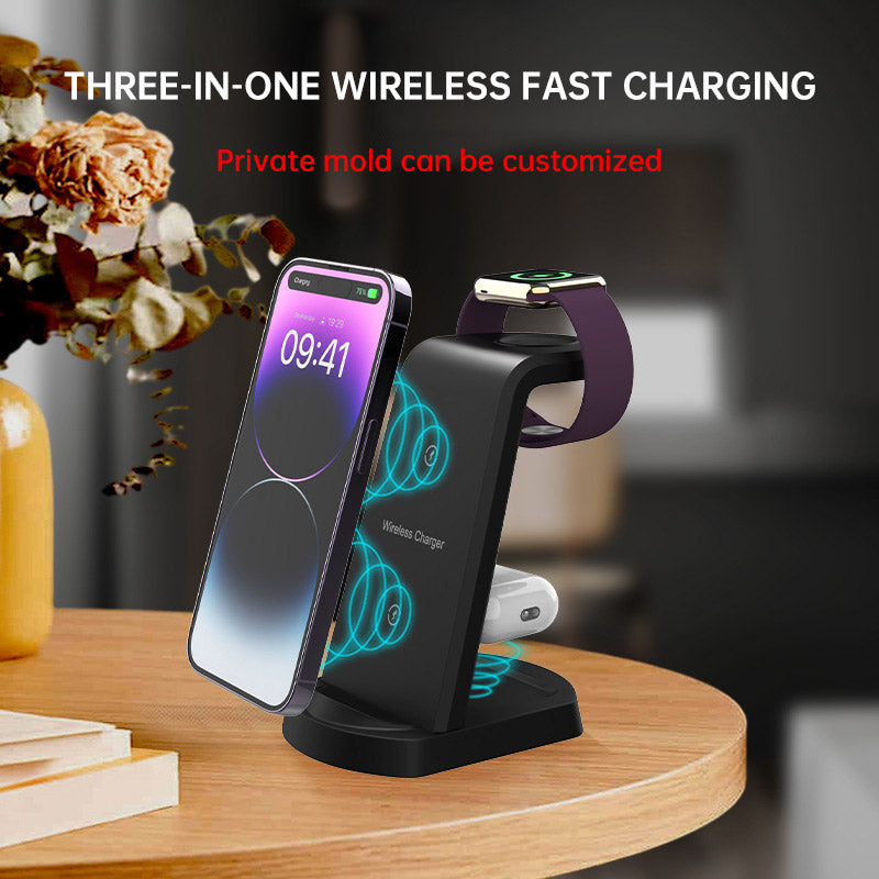 Three In One Wireless Charger Suitable for Mobile Phones, Headphones, Watches, Charging Brackets, Vertical Wireless Charging - V.I.P Digital Presence