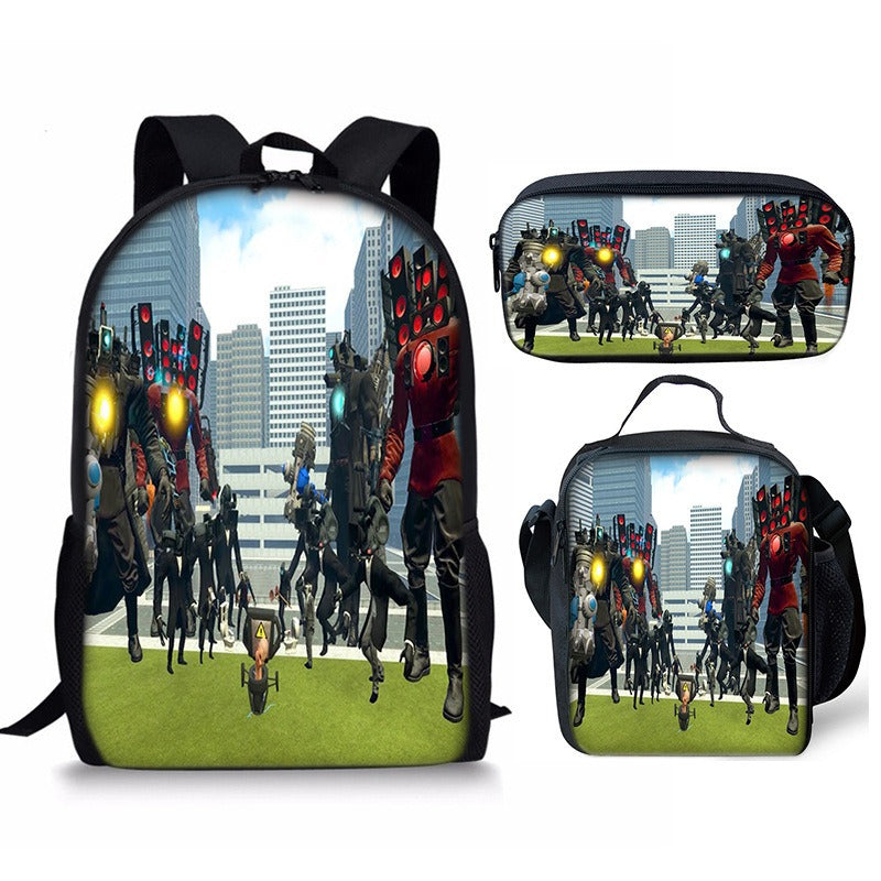 New 3PC-SET Skibidi Toilet Man Backpack Custom Game Peripheral Schoolbags For Primary Secondary School Teenage - V.I.P Digital Presence