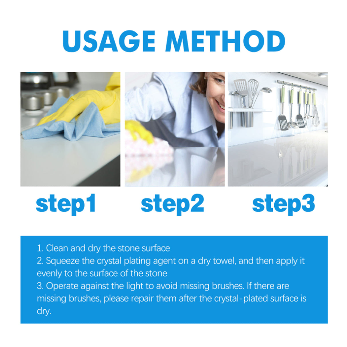 Stone Crystal Plating Kitchen Quartz Stone Tile Countertop Scratch Repair Cleaning Stain Brightener - V.I.P Digital Presence