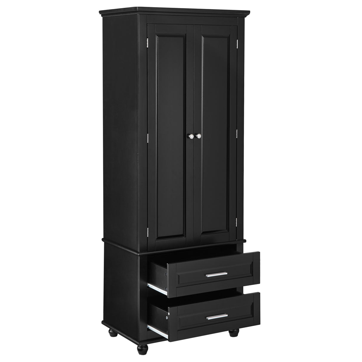 Tall Storage Cabinet with Two Drawers for Bathroom/Office, Black - V.I.P Digital Presence