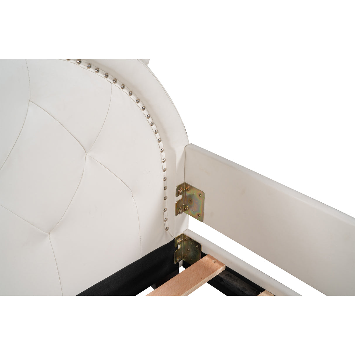 Twin Size Upholstered Daybed with Carton Ears Shaped Headboard White