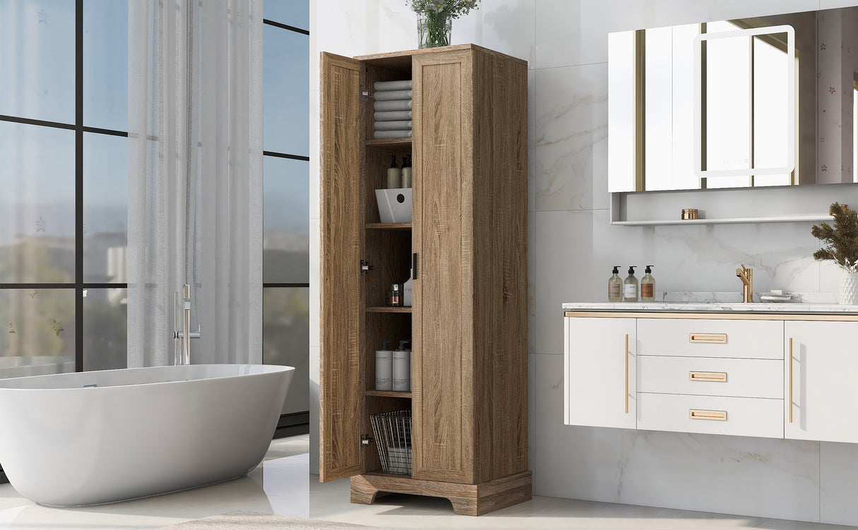 Storage Cabinet with Two Doors for Bathroom, Office, Adjustable Shelf, MDF Board, Brown - V.I.P Digital Presence