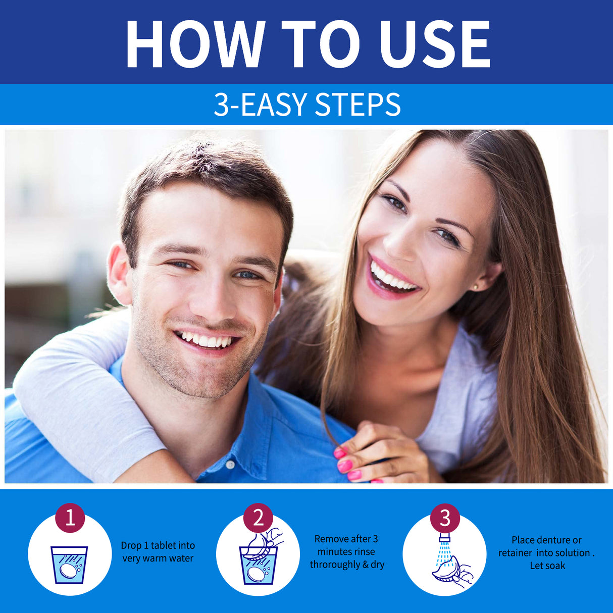 Denture Cleaning Tablet, White Denture Fresh Breath Oral Care Cleaning Tablet - V.I.P Digital Presence