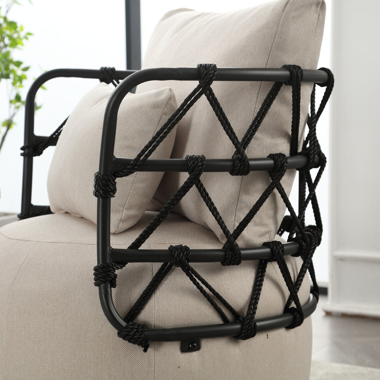 COOLMORE Upholstered Tufted Living Room Chair Textured Linen Fabric Accent Chair with Metal Stand - V.I.P Digital Presence