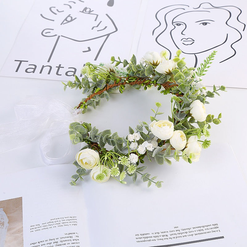 Forest style bride and bridesmaid flower wreath headband seaside vacation wreath headband - V.I.P Digital Presence