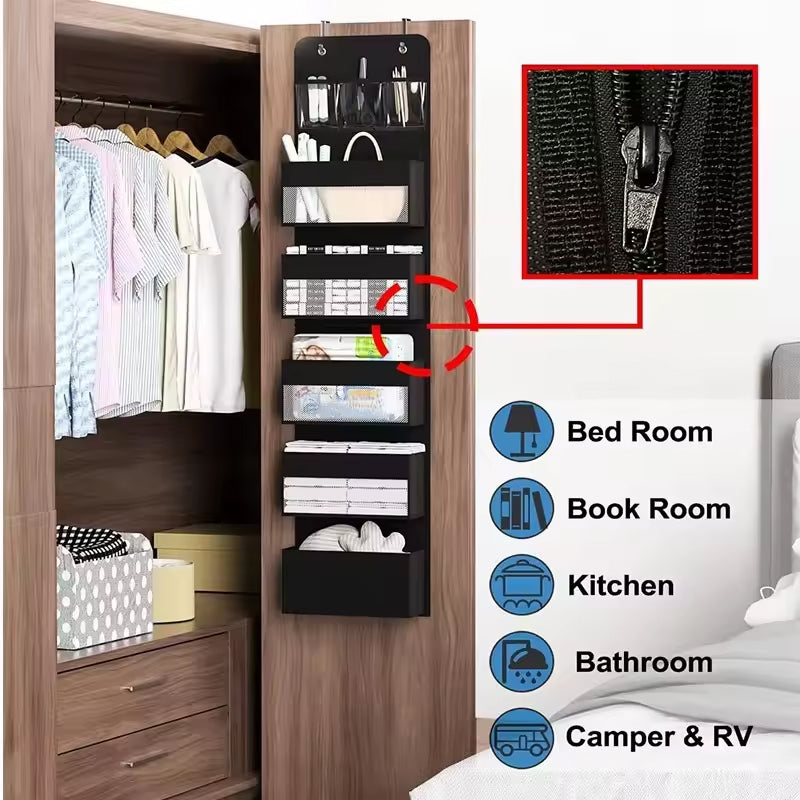 5 - Shelf Hanging Storage: Anti - Tilt, 5 large pockets. Good for bedroom, bathroom, living room (behind - door use). - V.I.P Digital Presence