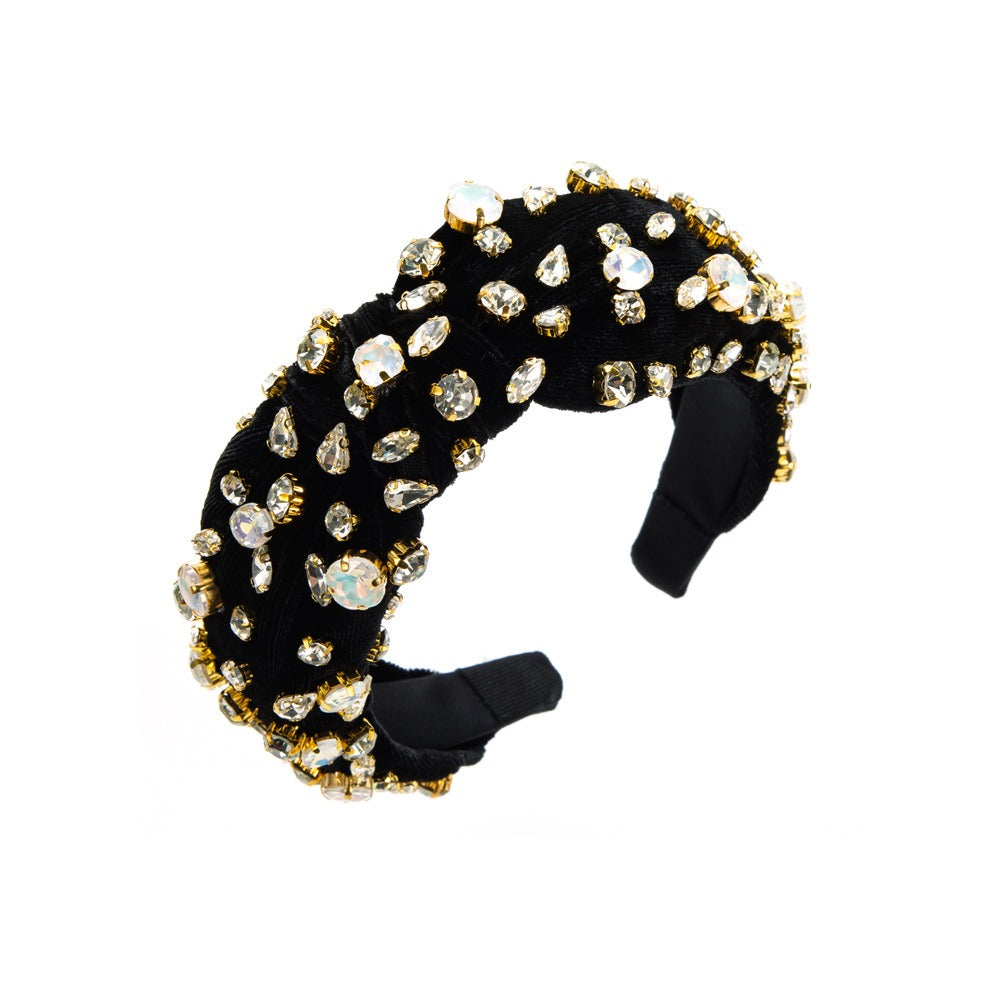 Velvet fabric knotted hair hoop full of starry colored drill bit hoop - V.I.P Digital Presence