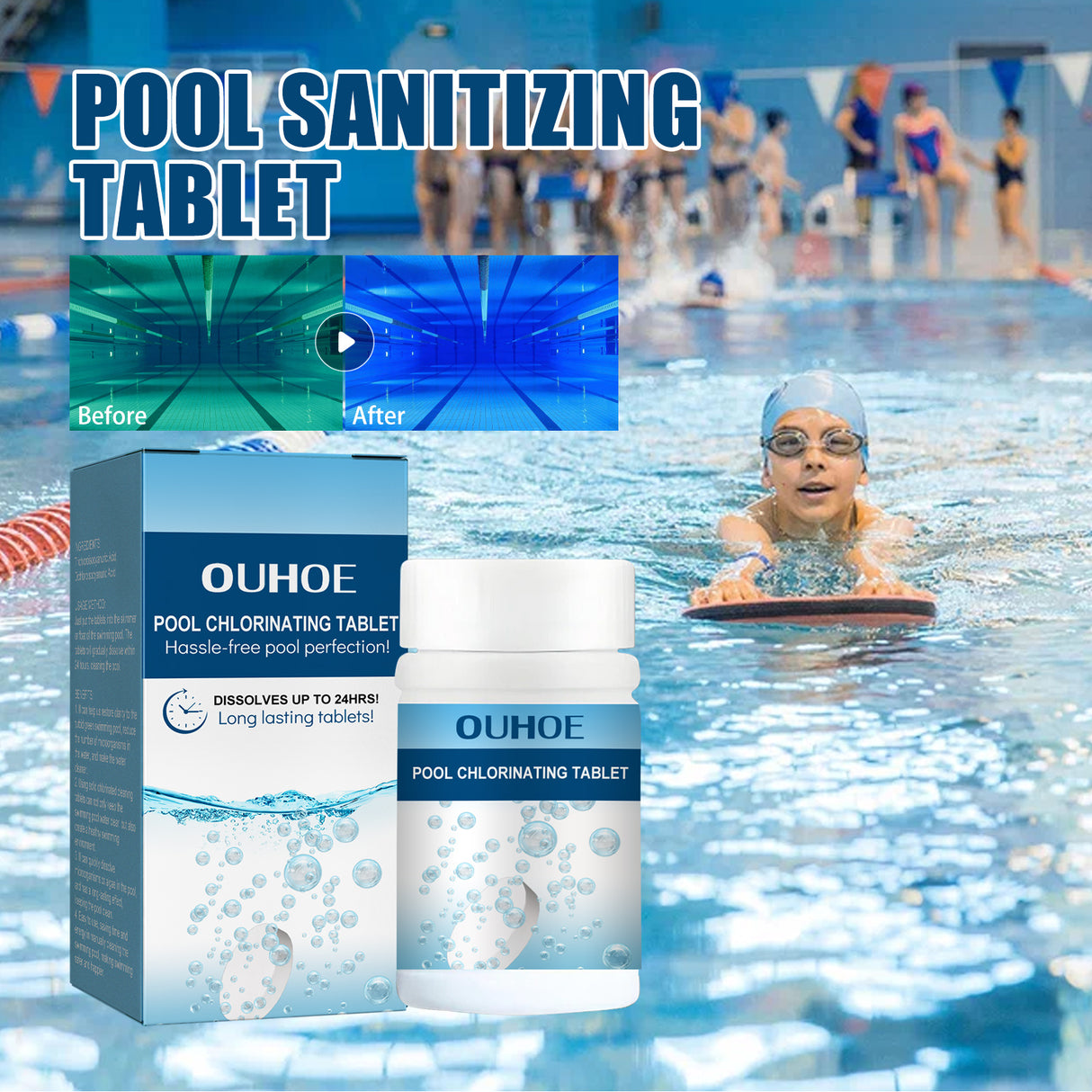 Pool Chlorinated Tablet, Water Quality Cleaning, Odor Removal Instant Multi-Functional Effervescent Tablet - V.I.P Digital Presence