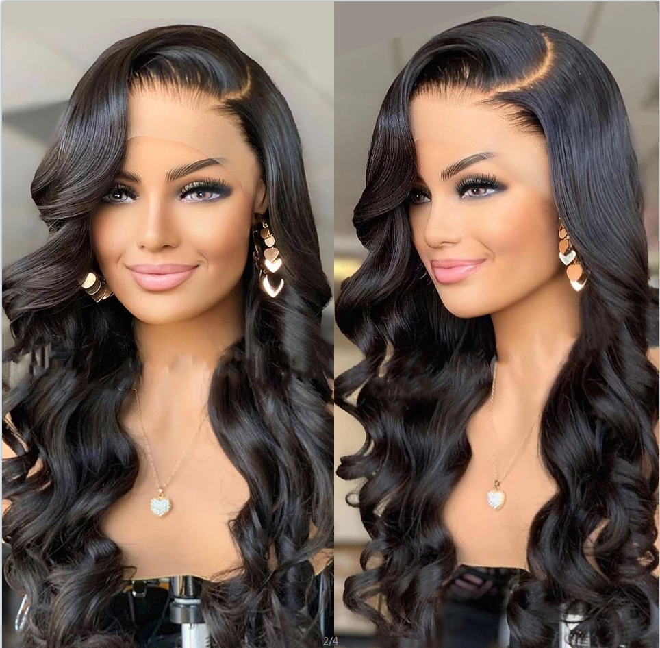 Long Body Wave Black Wig Synthetic Wigs for Black Women Middle Part Brown Cosplay Hairs - V.I.P Digital Presence