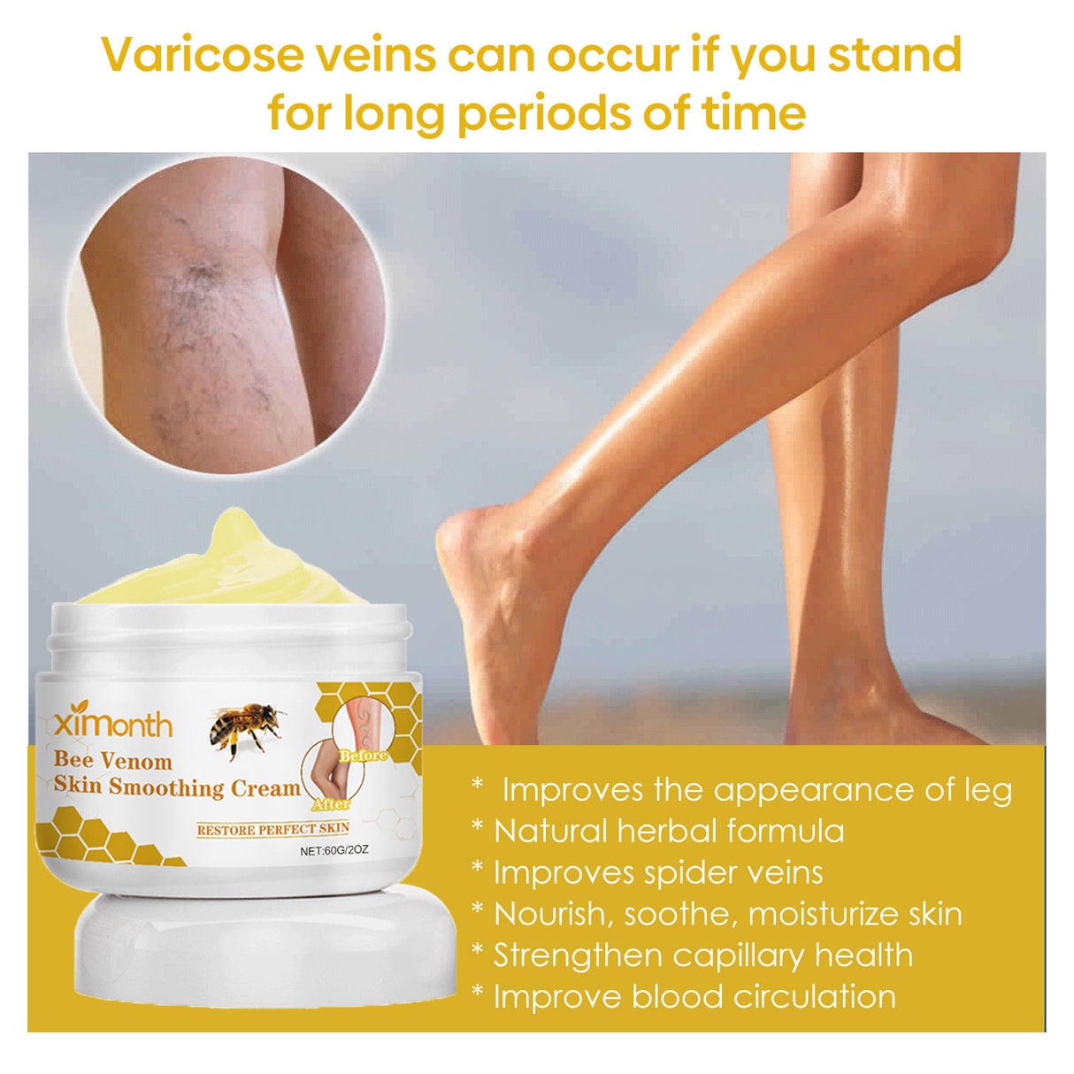 Bee Venom Leg Care Cream Relieves Leg Discomfort, Pamper And Moisturize Skin Body Care Cream - V.I.P Digital Presence