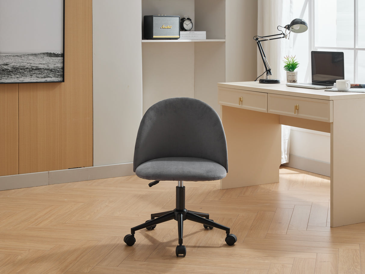 Velvet fabric office chair, mid back adjustable rotating computer chair, black legs, cushioned office chair with wheels - V.I.P Digital Presence