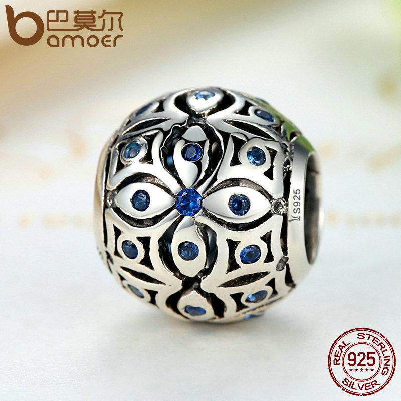 BAMOER 925 Sterling Silver Charms With Blue Crystals Bead Charm fit Bracelets Bangles SCC059 - V.I.P Digital Presence