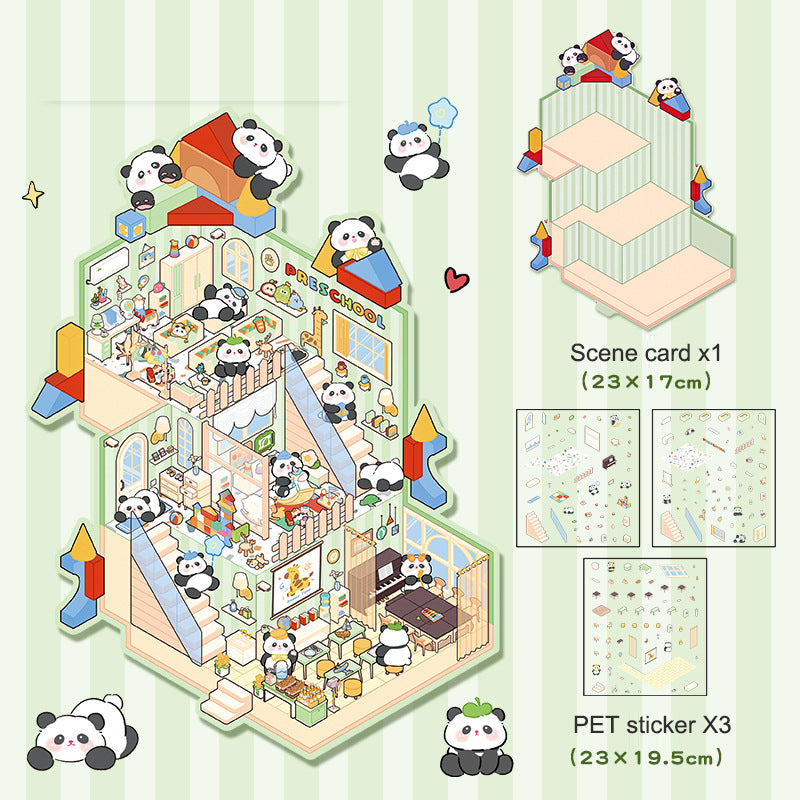 Landscape stickers large 3D stereoscopic scene collage miniature scene ledger stickers DIY stickers