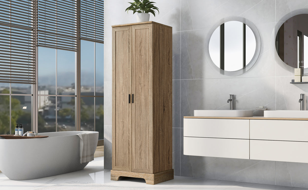 Storage Cabinet with Two Doors for Bathroom, Office, Adjustable Shelf, MDF Board, Brown - V.I.P Digital Presence