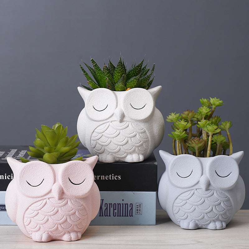 Flower pot ceramic indoor creative simple desktop small animal flower ornaments - V.I.P Digital Presence