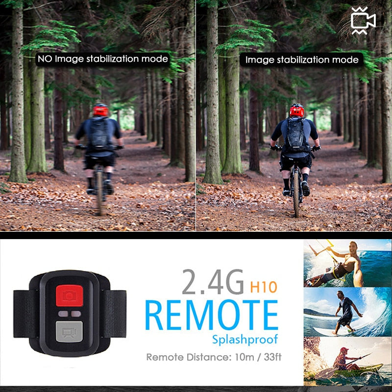 H10 EIS Anti-shake Action Camera Ultra HD 4K / 60fps WiFi 2.0" 170D Underwater Waterproof Cam Helmet Vedio Go Sport Pro Came - V.I.P Digital Presence