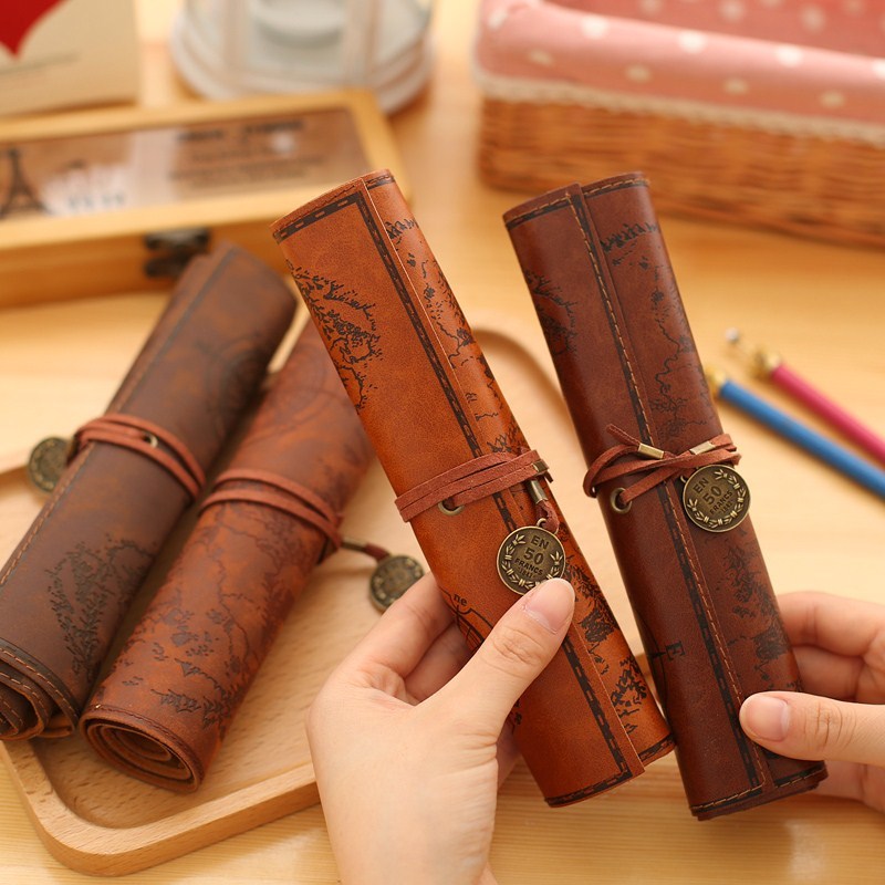 Retro Leather Pencil bag pencil pouch case school supplies pencil case plumier scolaire pencil pouch cute stationary - V.I.P Digital Presence