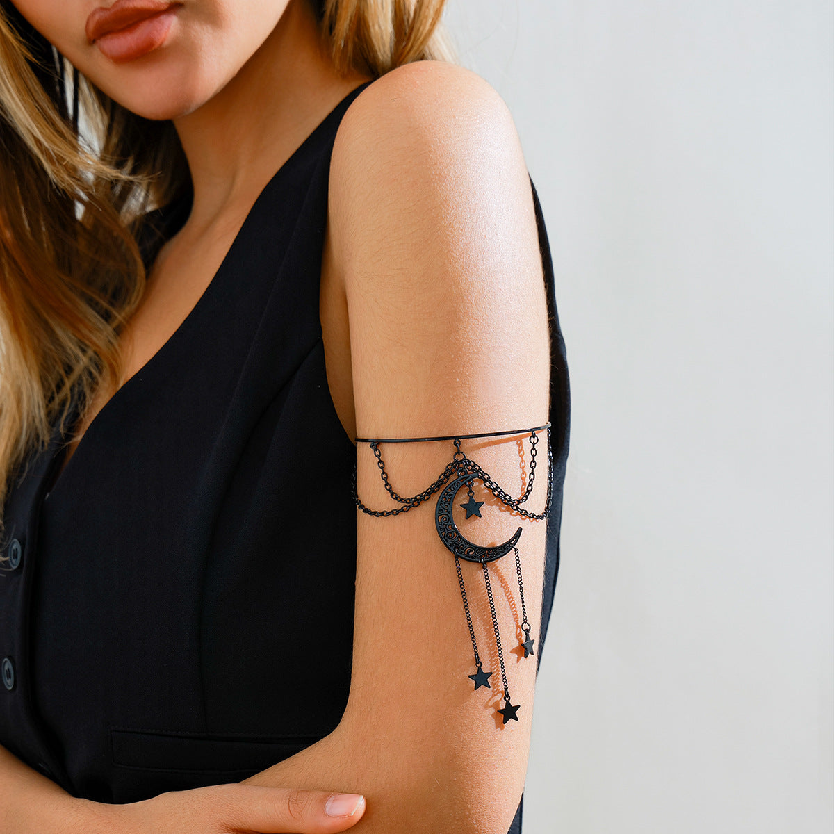 Sweet and Cool Gothic Cross Crystal Chain Multi layer Open Arm Bracelet Hand Ornament Leg Chain - V.I.P Digital Presence