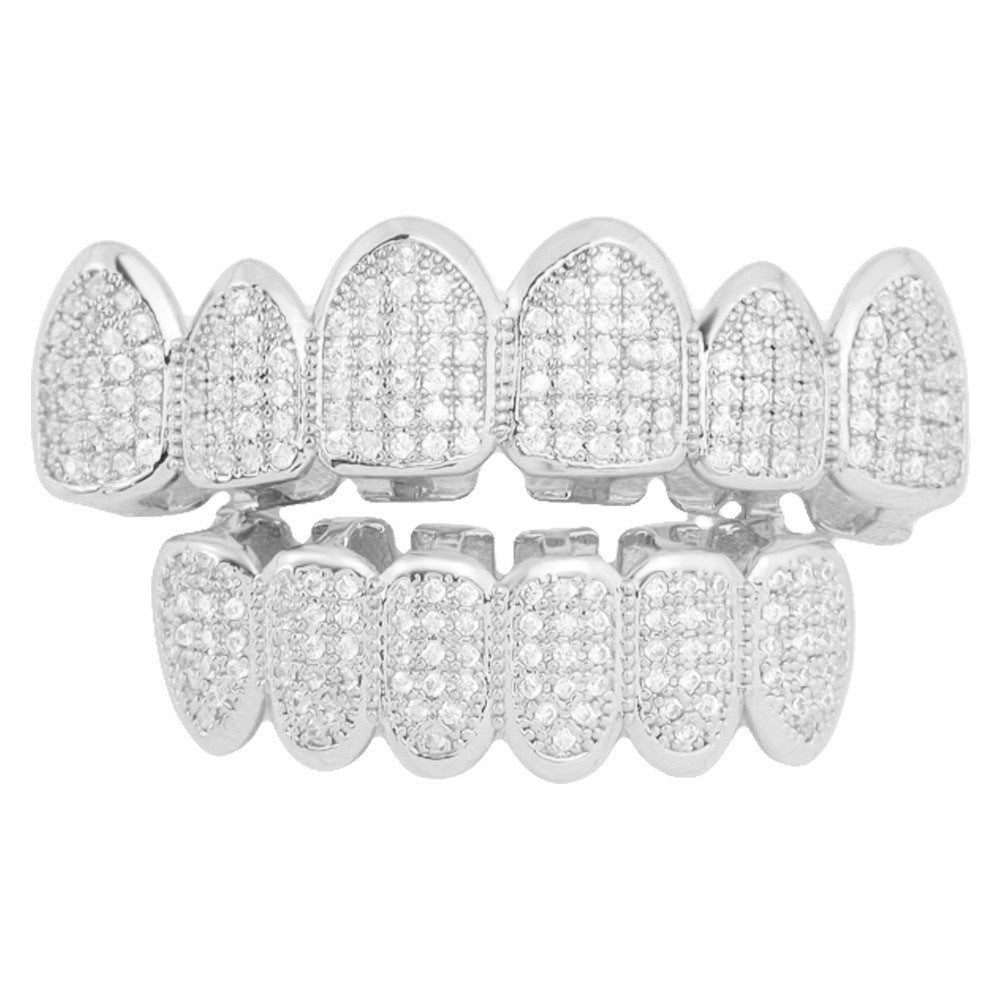 Hip hop braces with copper zircon micro inlaid with real gold Halloween teeth decoration exaggerated hiphopgrills - V.I.P Digital Presence