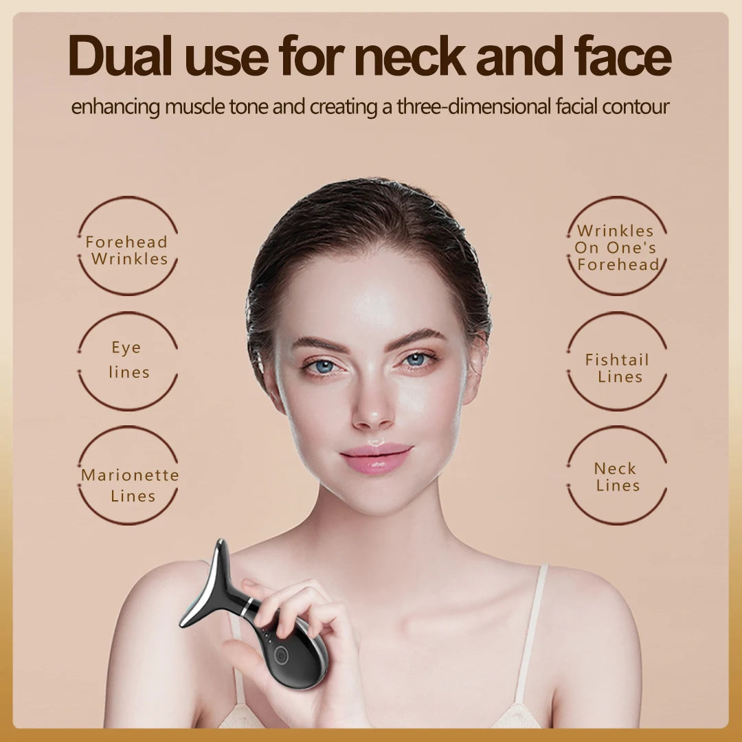 EMS Neck & Face Lifting Machine Skin Tightening Massager 3 Color LED Photon Facial Wrinkle Remover Newest Neck Beauty Device - V.I.P Digital Presence
