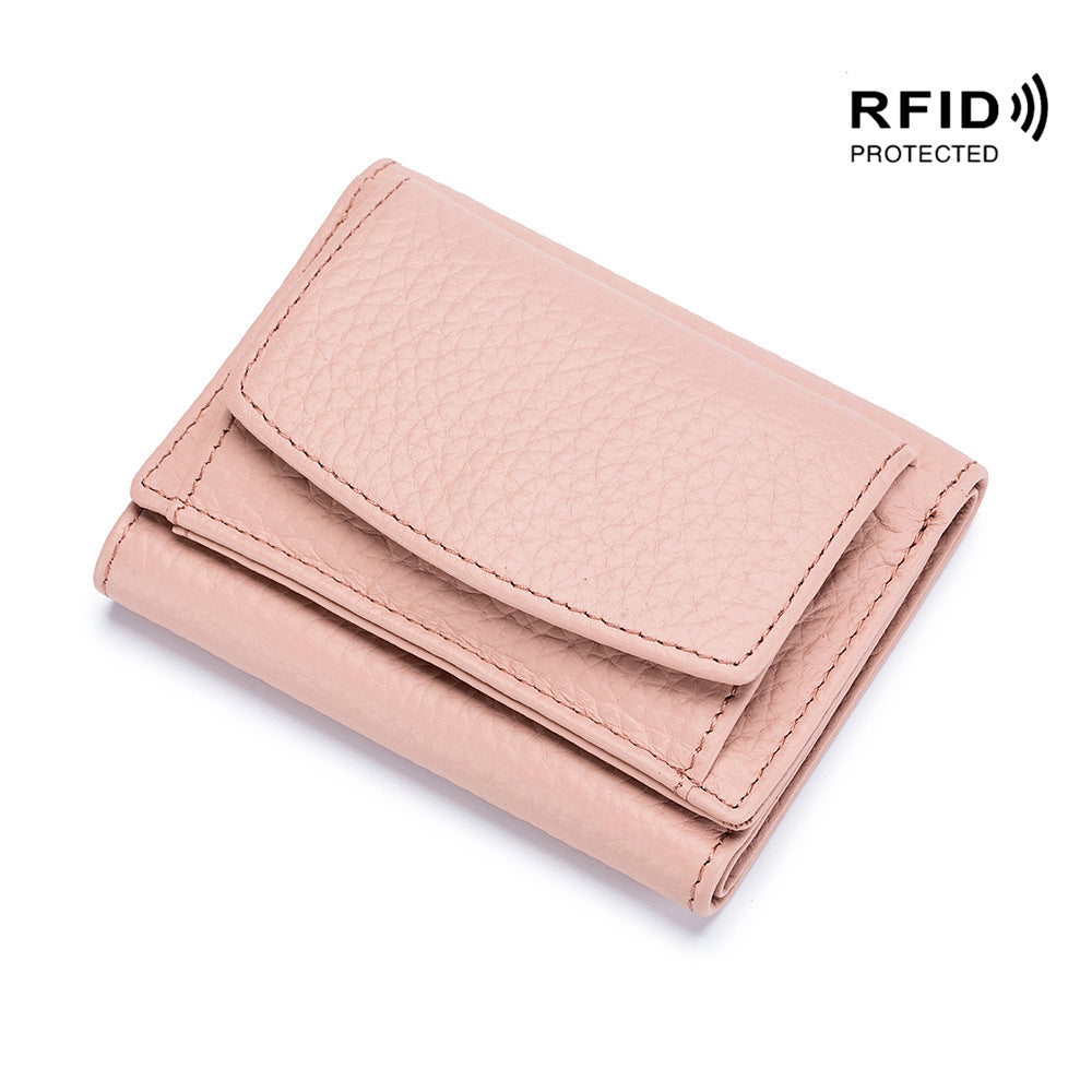 Small wallet women's genuine leather Japanese style fabric RFID coin bag wallet mini wallet short - V.I.P Digital Presence