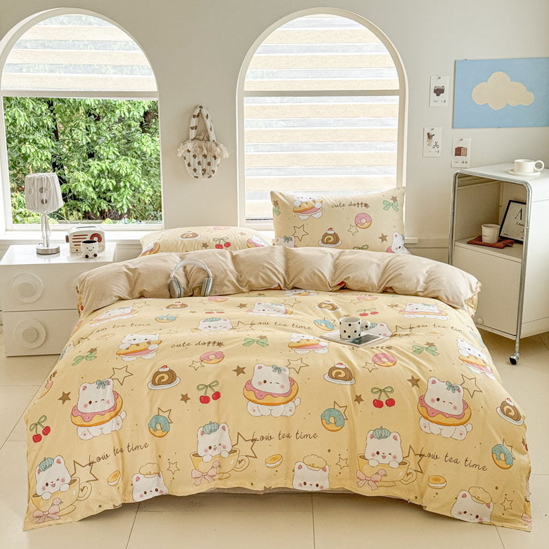 Cartoon Four-Piece Set Fresh Autumn and Winter Single Student Dormitory Bedding Sheet Three-Piece Set Single Quilt Cover - V.I.P Digital Presence