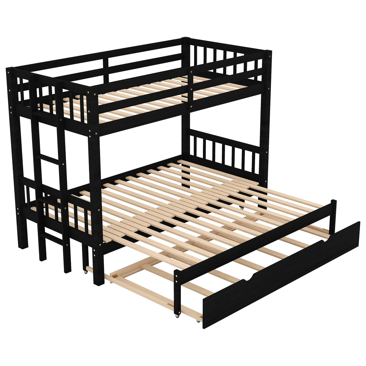 Twin over Pull-out Bunk Bed with Trundle Espresso