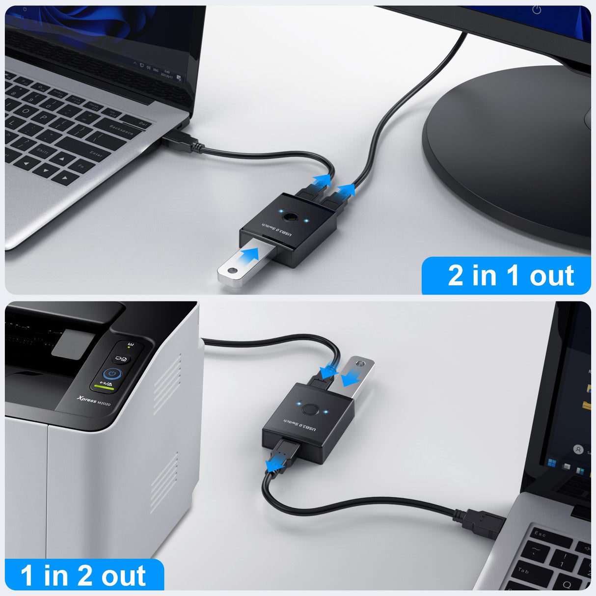 USB 3.0 Bidirectional Switcher Private Mode 2-in-1/1-in-2-in-1/2-in-1 Printer Sharer Distributor - V.I.P Digital Presence