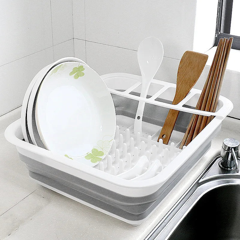Foldable Dish Rack Kitchen Storage Water Leakage Plastic Tableware Bowl Dinnerware Drain Bowl Tray Home Drying Rack Washable - V.I.P Digital Presence