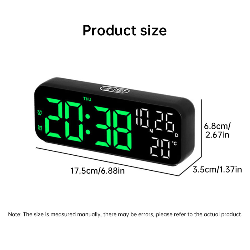 Digital Alarm Clock with Temp, Date, Week. Night Mode. Voice - controlled. 12/24H LED - V.I.P Digital Presence