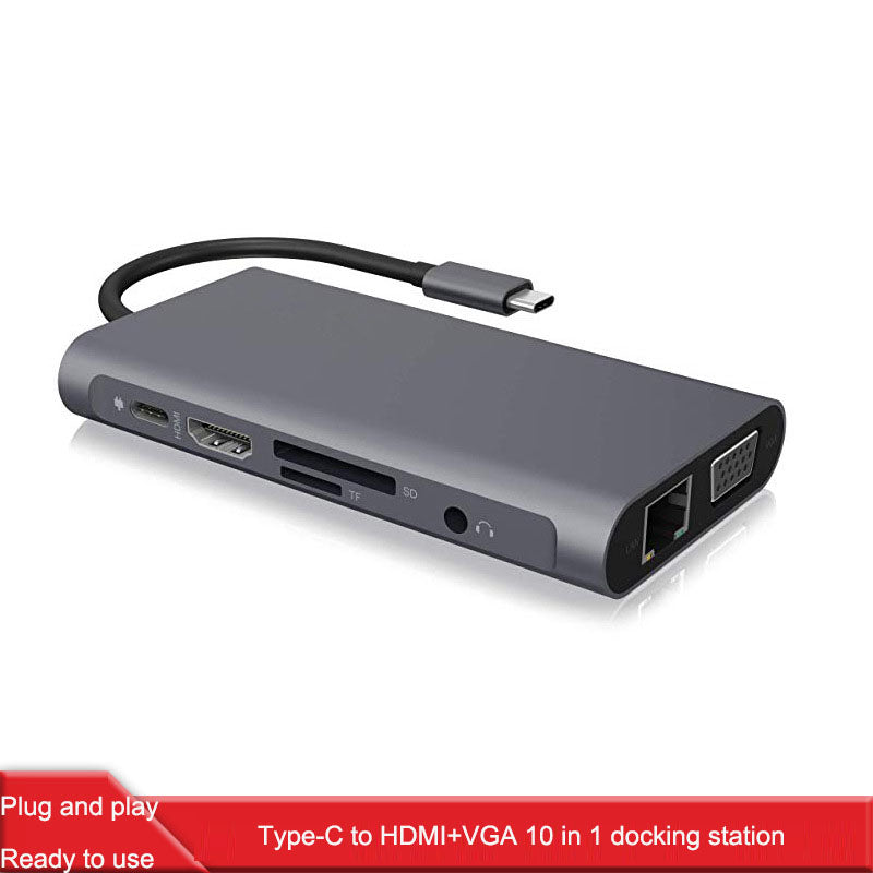 Type-C ten in one HUB docking station, multi in one MacBook laptop aluminum alloy hub - V.I.P Digital Presence
