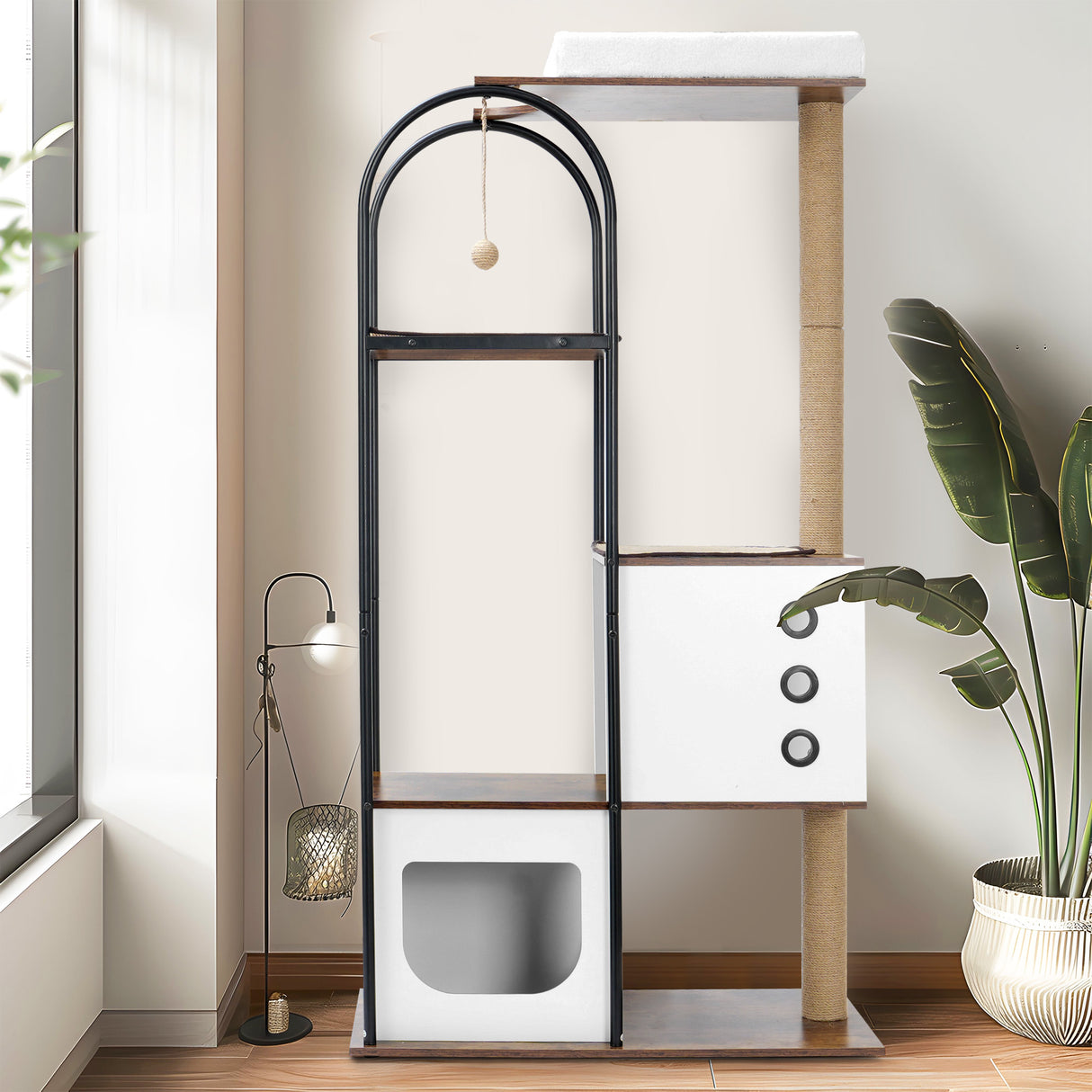 cat climbing frame,Cat Tree,Modern Cat Tower, Multi-Level Cat Condo with 1 Caves,2 Scratching Posts,Perch,for Indoor Cats - V.I.P Digital Presence