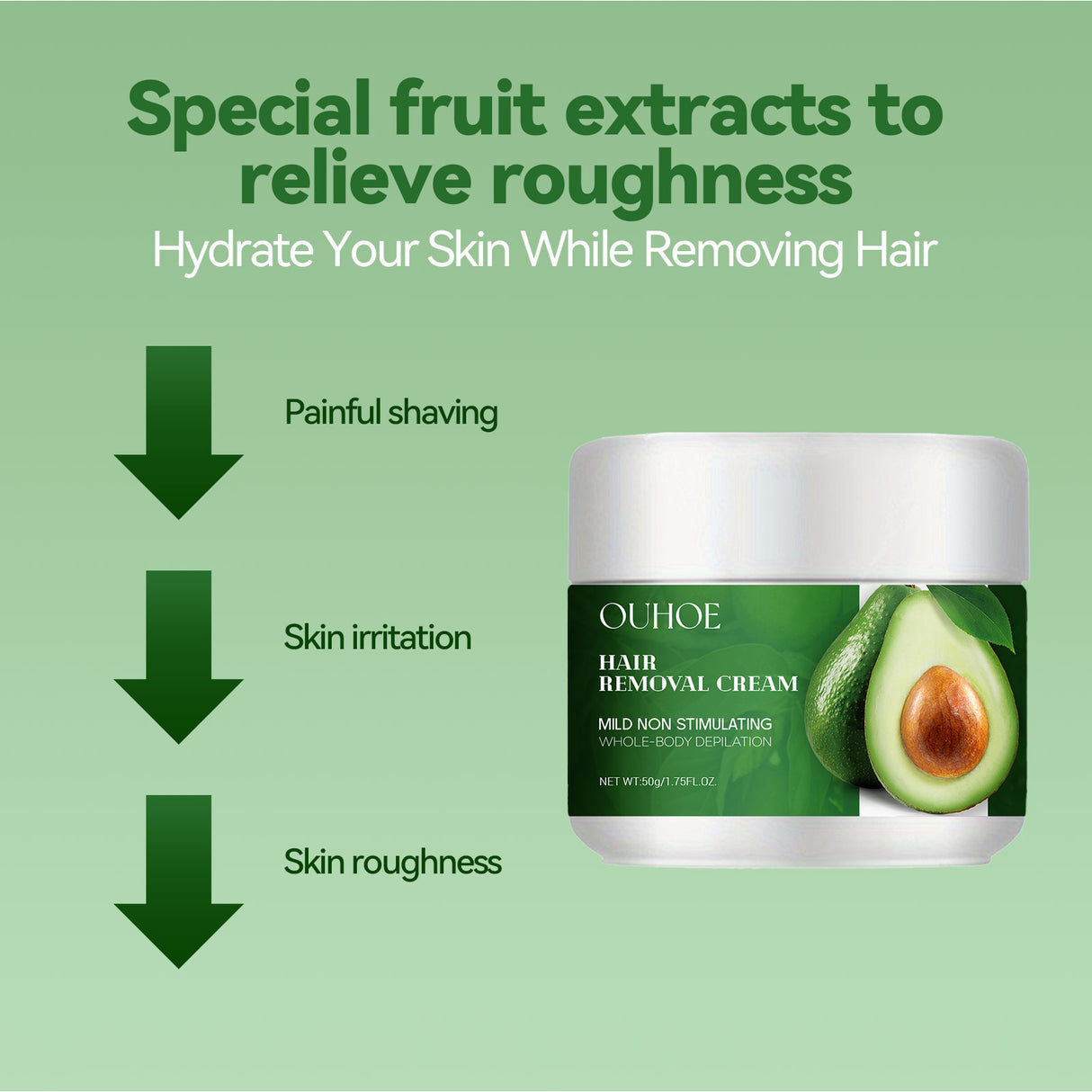 Avocado Hair Removal Cream Armpit Hair Leg Hair Moisturizing Gentle Skin Friendly Non-Irritating Clean Hair Removal Cream