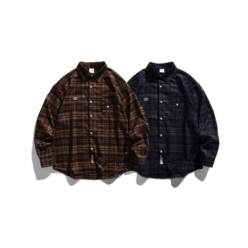 Loose casual checkered long sleeved shirt for men and women - V.I.P Digital Presence