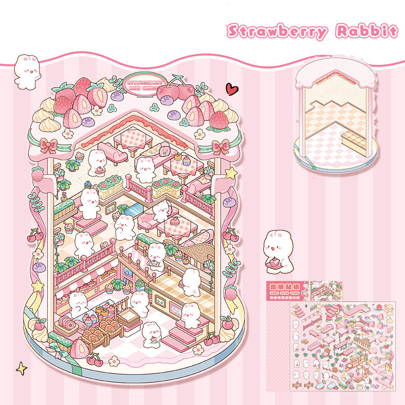 Landscape stickers large 3D stereoscopic scene collage miniature scene ledger stickers DIY stickers