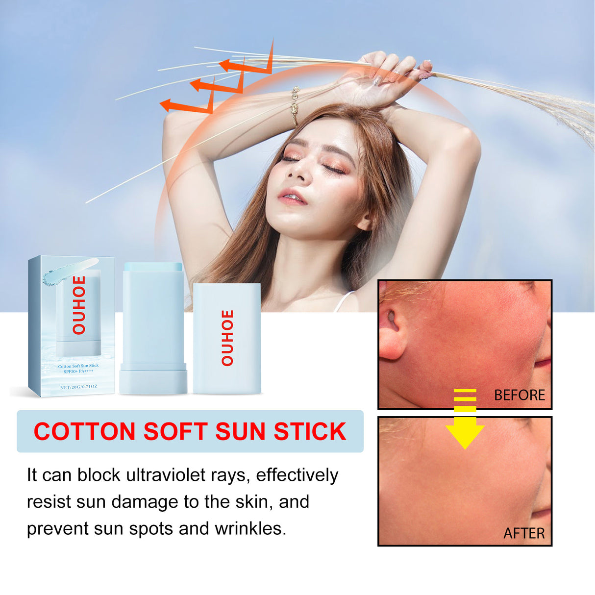 Cotton Soft Protective Rod, Summer Outdoor Resist Uv Moisturizing Refreshing Non-Sticky Comfortable Skin Feeling - V.I.P Digital Presence