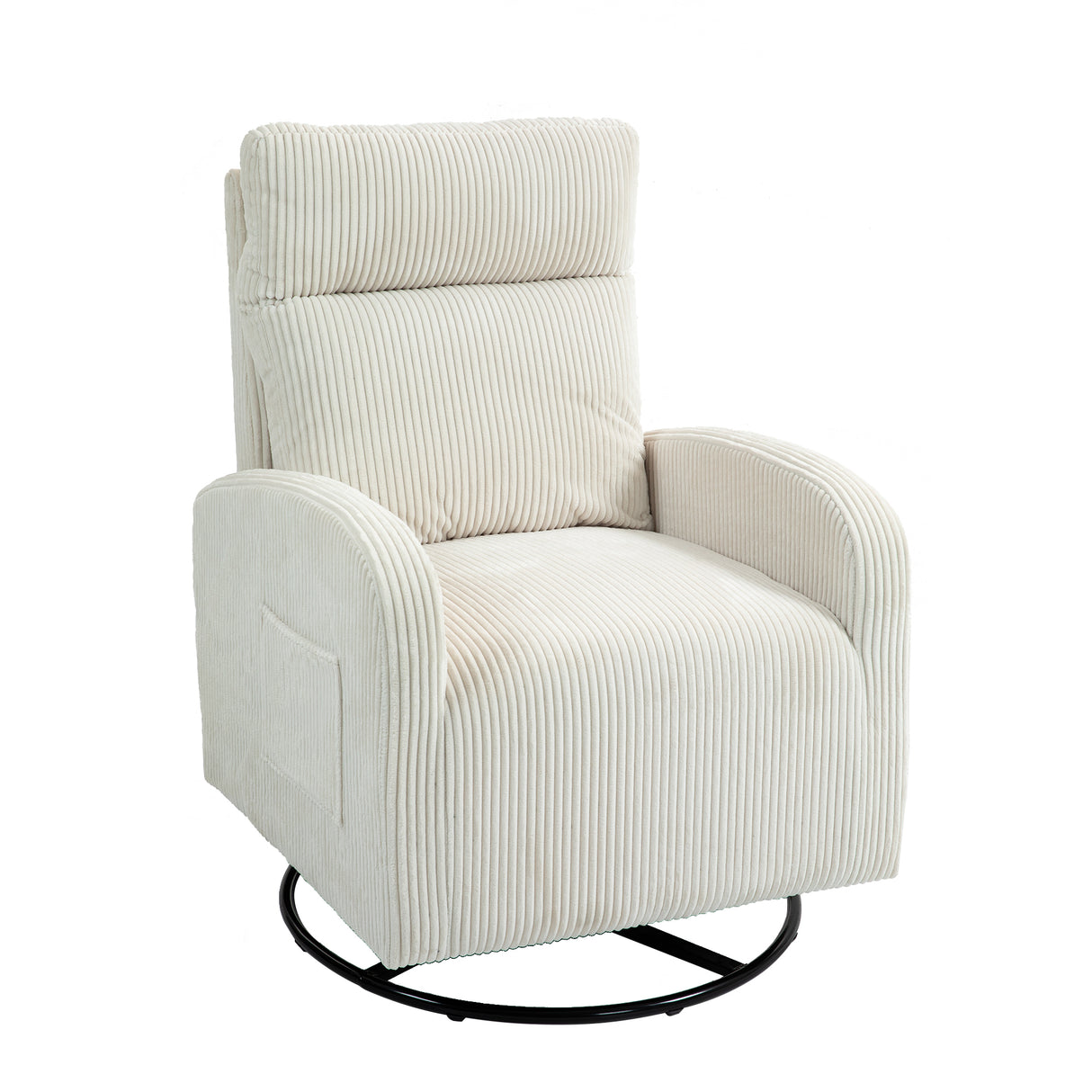 JiaDa Upholstered Swivel Glider.Flannel fabric.Rocking Chair for Nursery in Beige.Modern Style One Left Bag - V.I.P Digital Presence