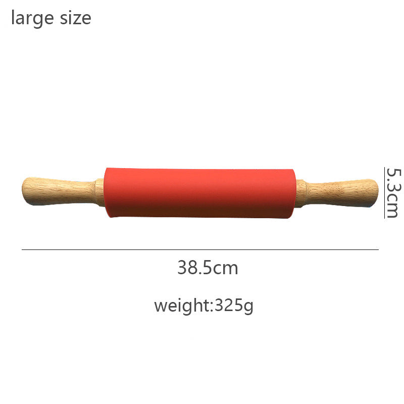 Wooden Handle Silicone Rolling Pin Rolling Pin Roller Flour Pin Small Medium And Large Household Baking Tools And Kitchenware - V.I.P Digital Presence