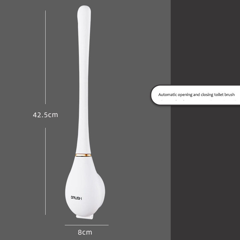 Non perforated wall mounted toilet brush with base, household dead corner cleaning silicone long handle - V.I.P Digital Presence