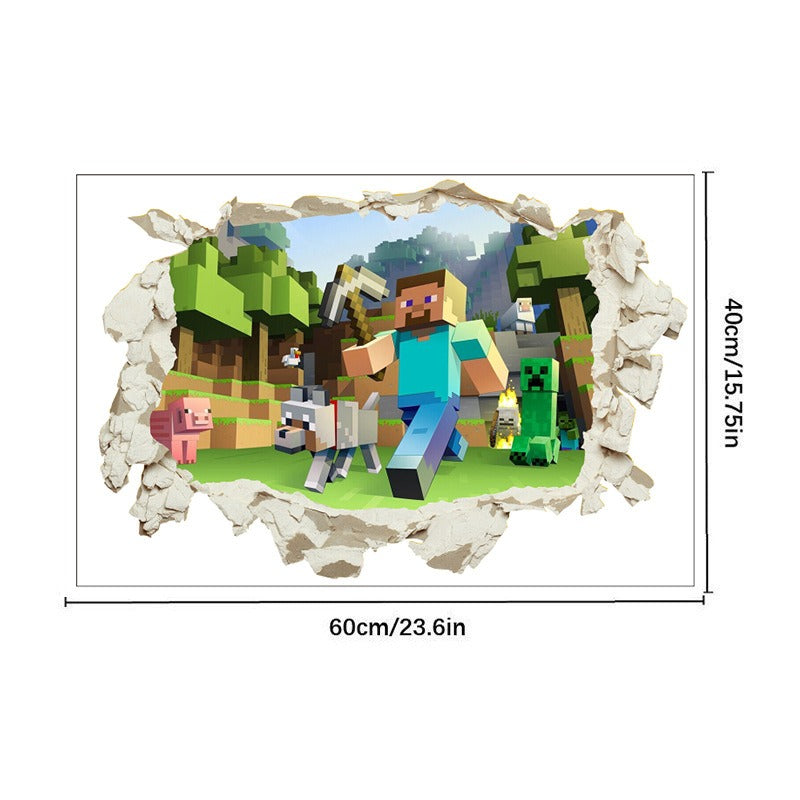 Minecraft run away My World Wall Stickers Living Room Children's Room Removable Decorative PVC Stickers - V.I.P Digital Presence