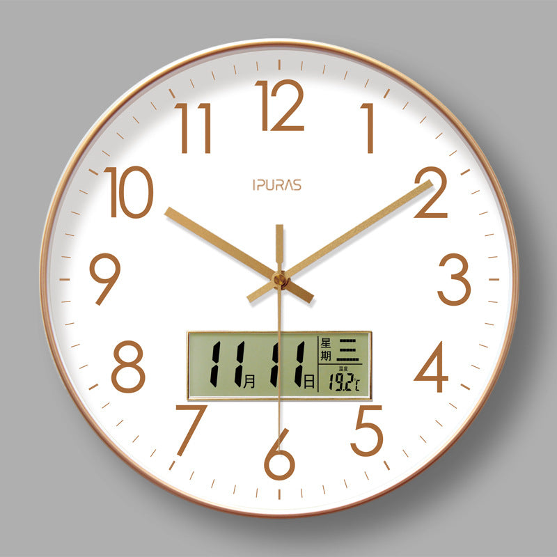 2025 New 10/12/14 - inch Electronic Calendar Wall Clock. Monitors temp & humidity. Dual - display. Mute. Quartz movement. - V.I.P Digital Presence