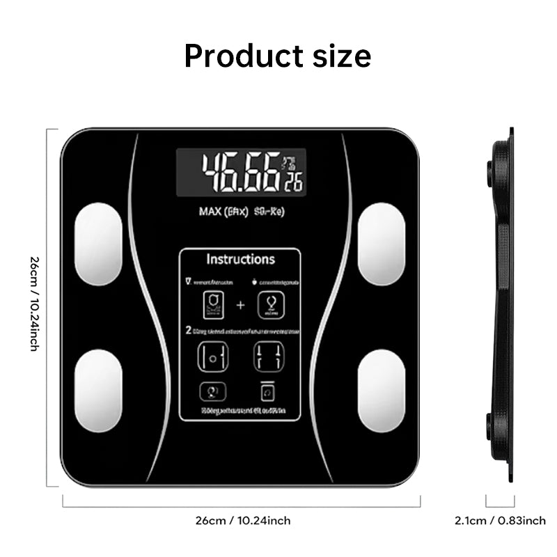 Bluetooth smart scale with app, full-body analysis, iOS/Android, 180kg, high-precision for fitness. - V.I.P Digital Presence