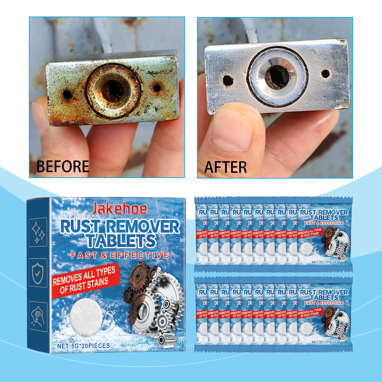 Rust Cleaning Effervescent Tablet, Multi-Effect Decontamination Metal Anti-Rust Home Cleaning Multi-Purpose Effervescent Tablet - V.I.P Digital Presence