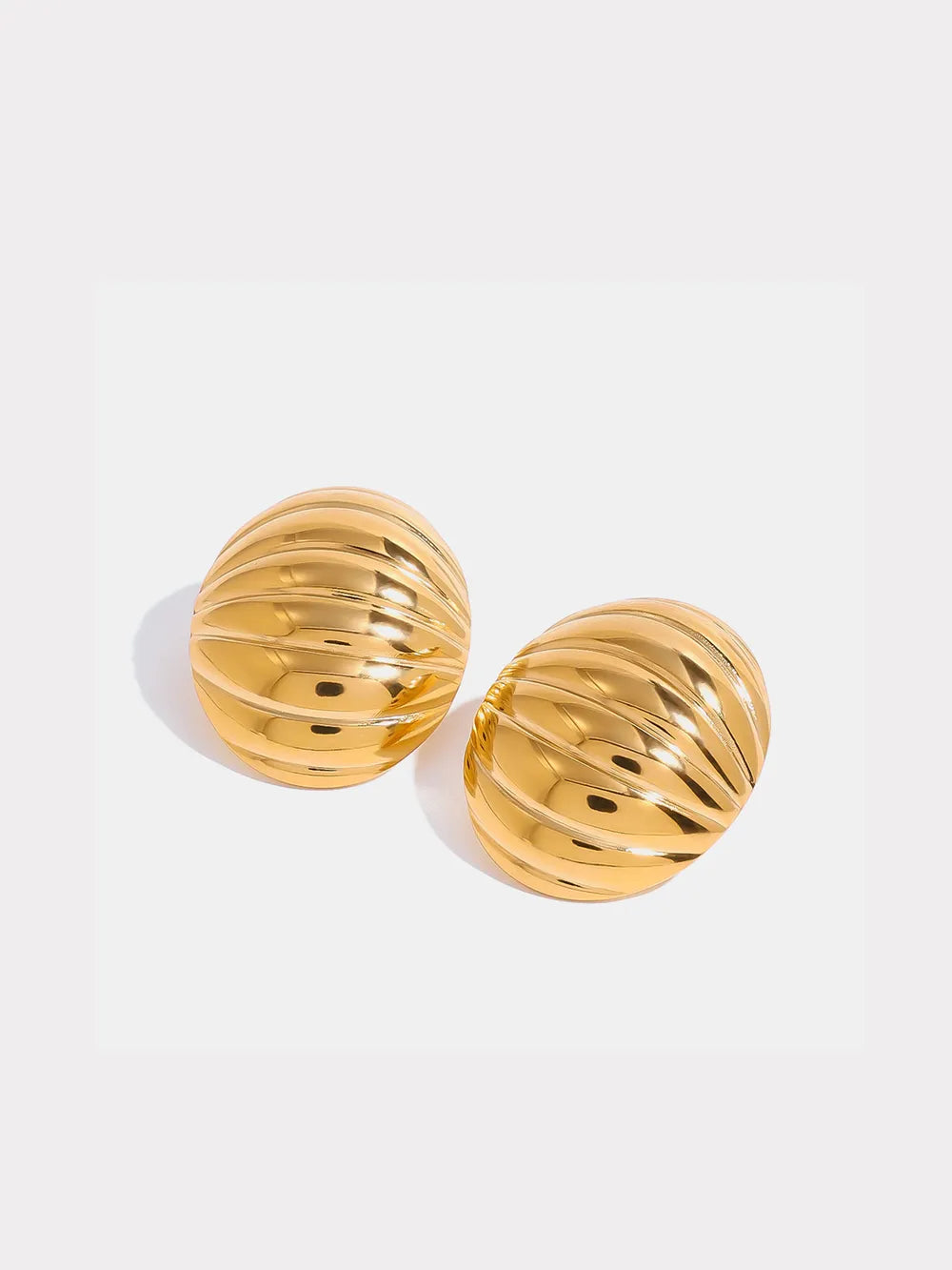 18K Gold-Plated Stainless Steel Ribbed Earrings - V.I.P Digital Presence